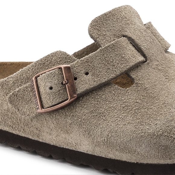 NWT Birkenstock Boston Leather Suede Taupe Clogs EU 45 / US M 12 - Picture 3 of 16